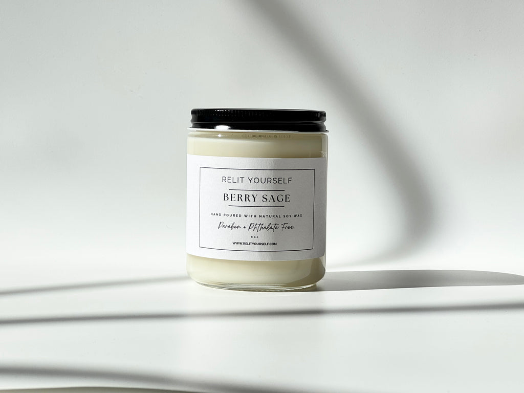 Berry Sage | Blackberry & Sage | 8oz Scented Soy Candle - Relit Yourself Candle & Co