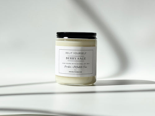 Berry Sage | Blackberry & Sage | 8oz Scented Soy Candle - Relit Yourself Candle & Co