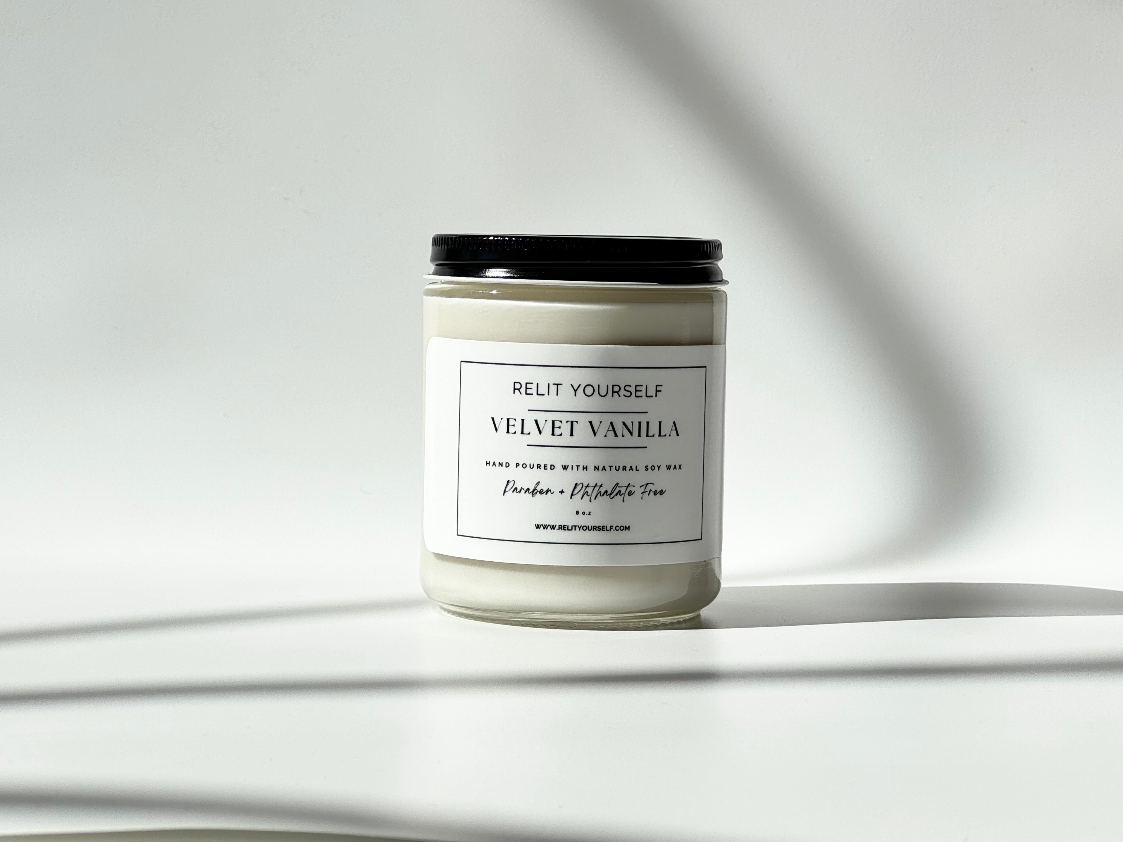 Velvet Vanilla | Vanilla Crunch & Honeyed Butter | 8oz Scented Soy Candle | Relit Yourself Candle & Co 