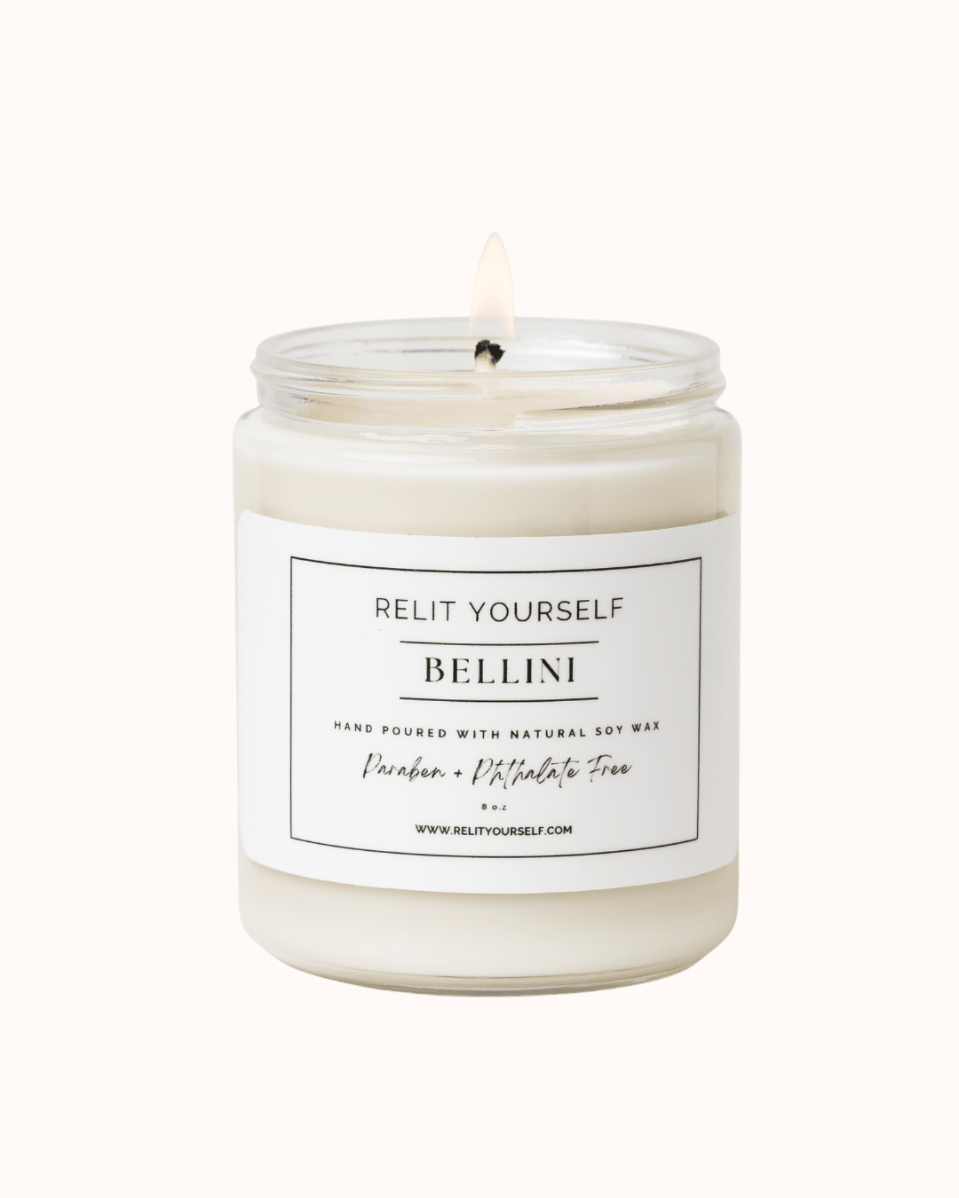 Bellini | Peach, Strawberry & Melon | 8oz Scented Soy Candle - Relit Yourself Candle & Co