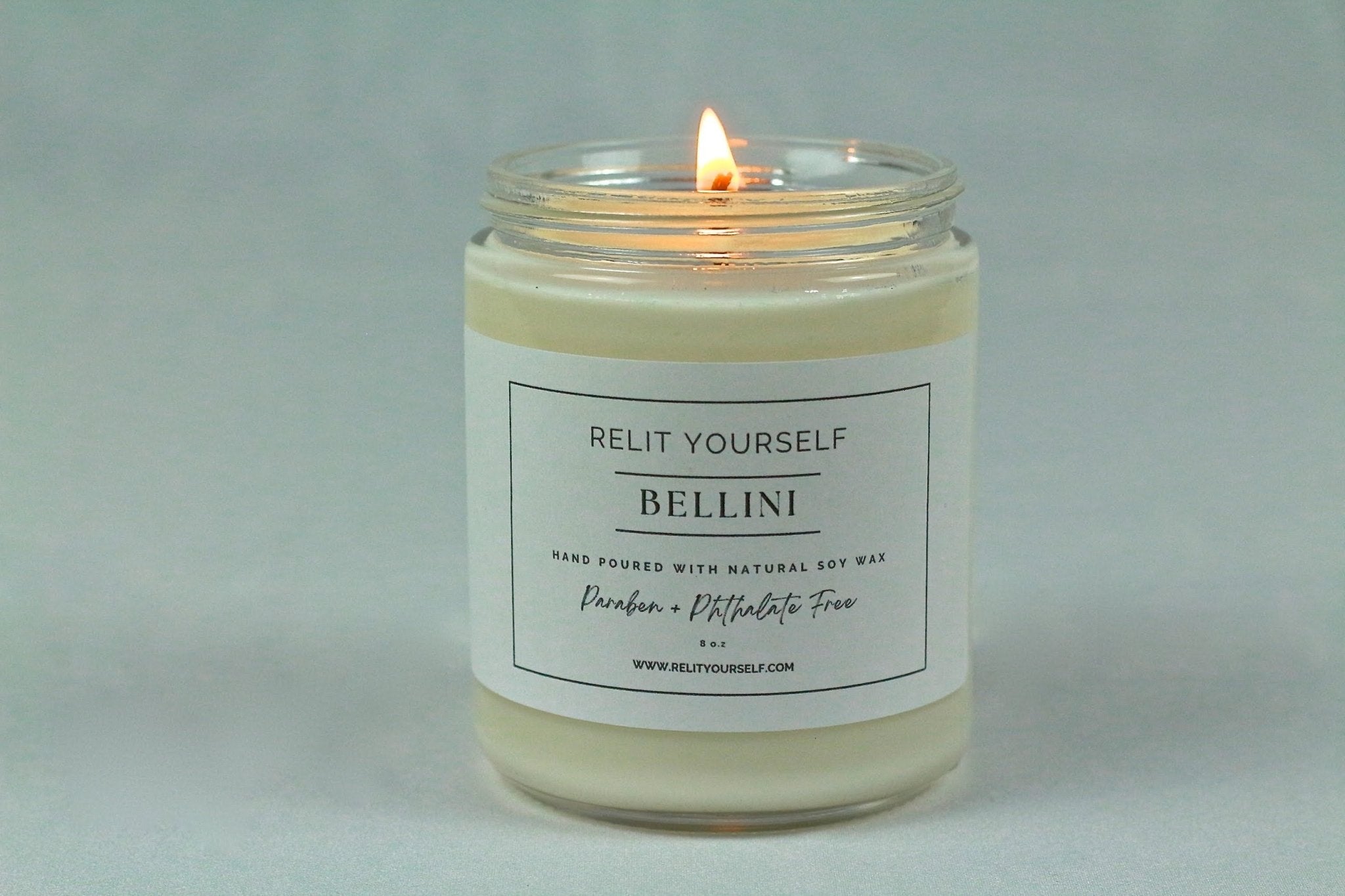 Bellini | Peach, Strawberry & Melon | 8oz Scented Soy Candle - Relit Yourself Candle & Co