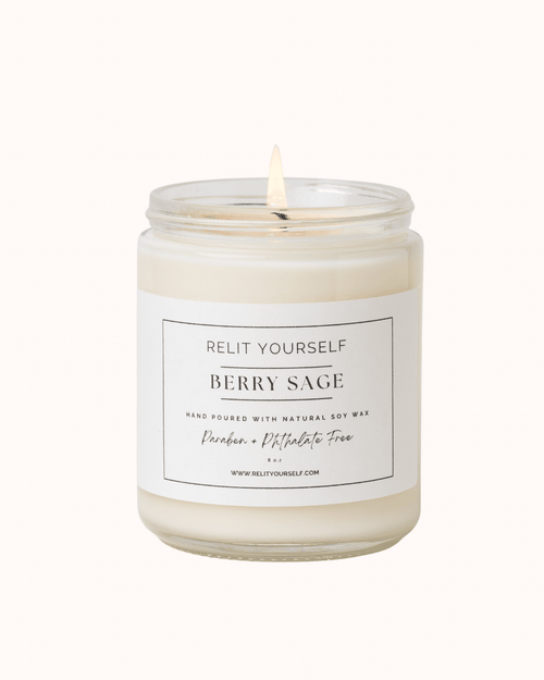 Berry Sage | Blackberry & Sage | 8oz Scented Soy Candle - Relit Yourself Candle & Co