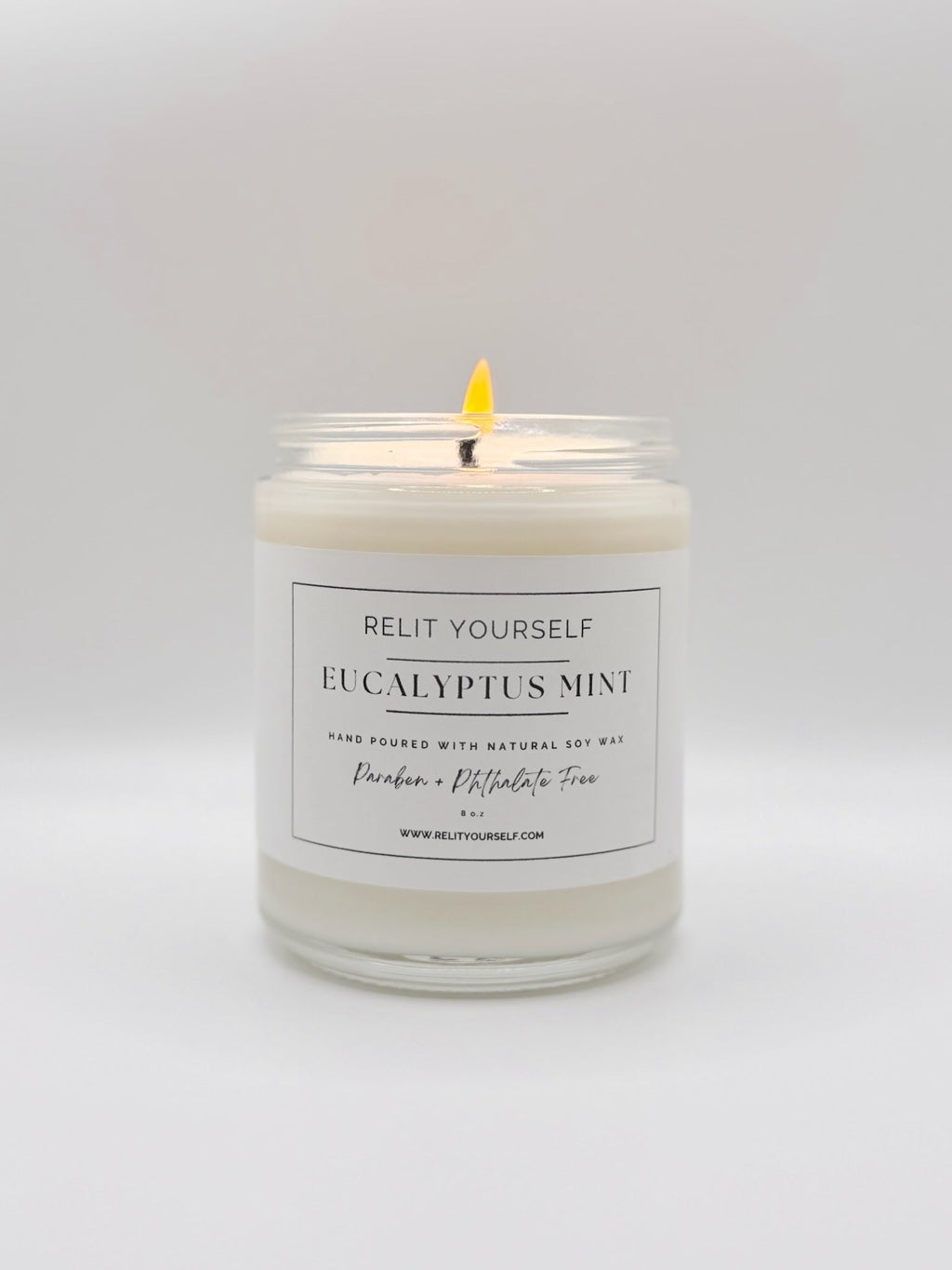 Eucalyptus Mint | Frosted Eucalyptus & Wild Mint | 8oz Scented Soy Candle - Relit Yourself Candle & Co
