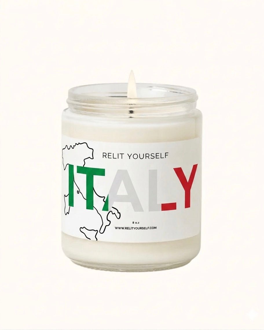 ITALY | Citrus Fruit, Lavender & Woods | 8oz Scented Soy Candle - Relit Yourself Candle & Co