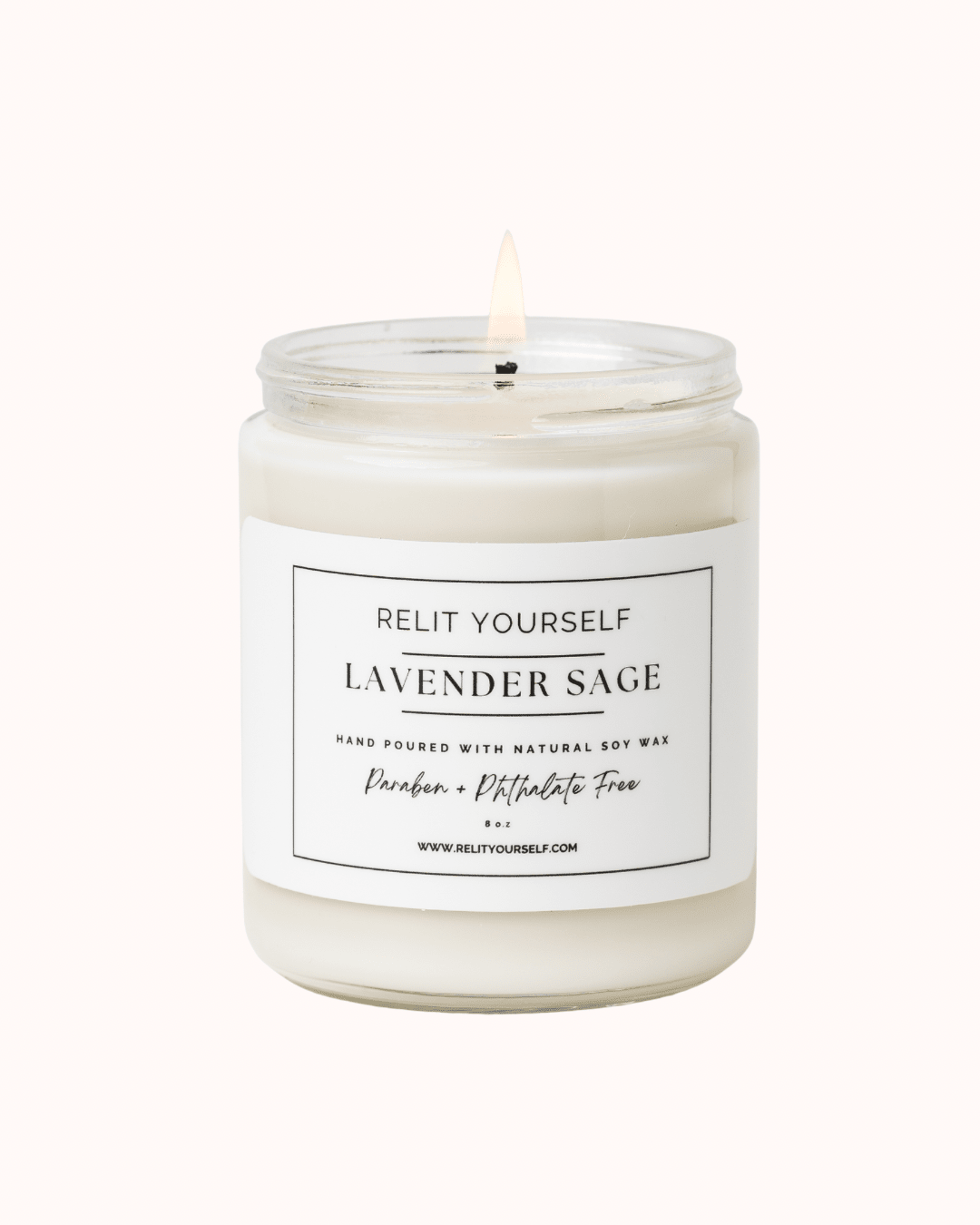 Lavender Sage | Lavender, Sage & Fern | 8oz Scented Soy Candle - Relit Yourself Candle & Co