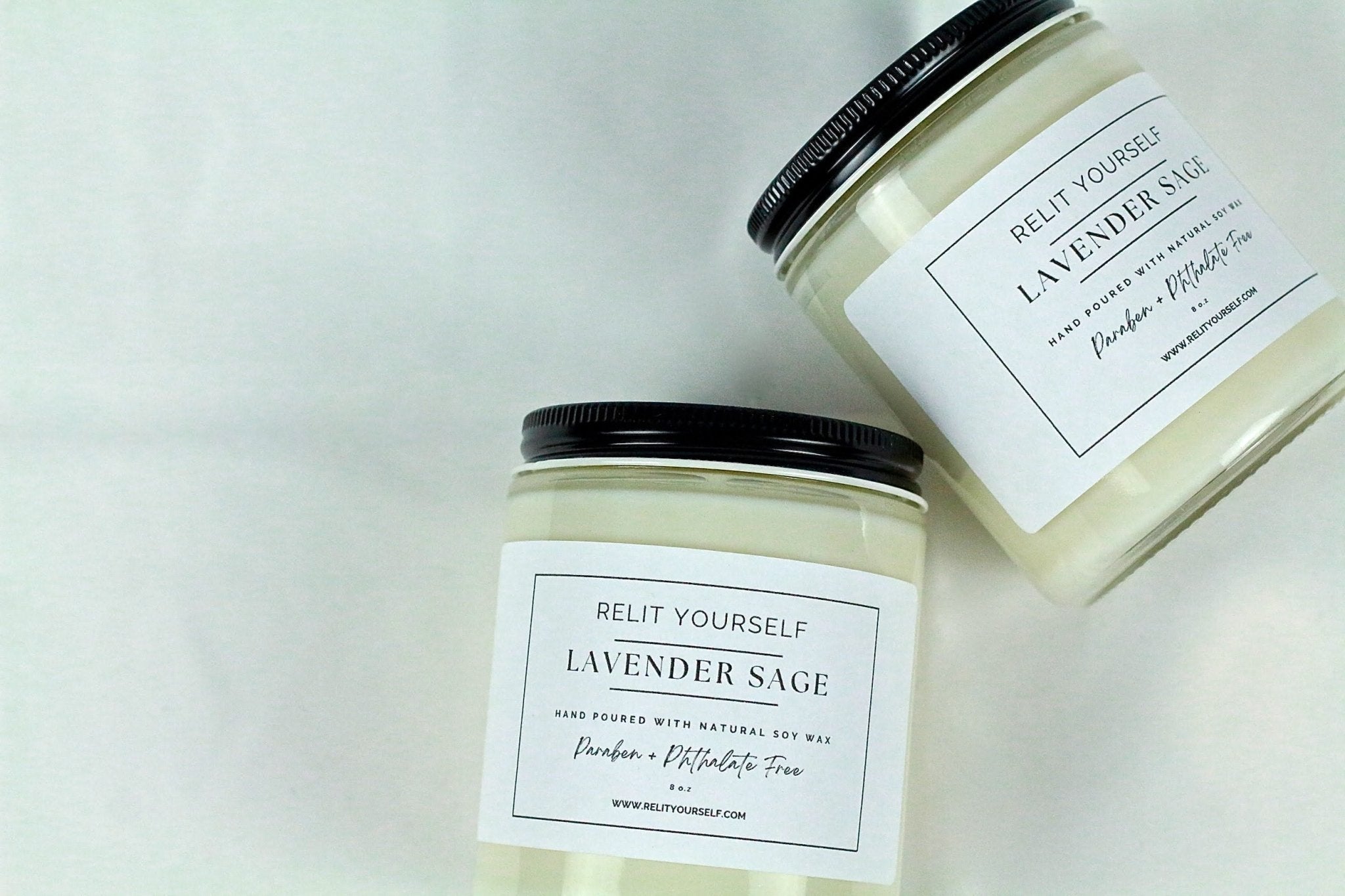 Lavender Sage | Lavender, Sage & Fern | 8oz Scented Soy Candle - Relit Yourself Candle & Co