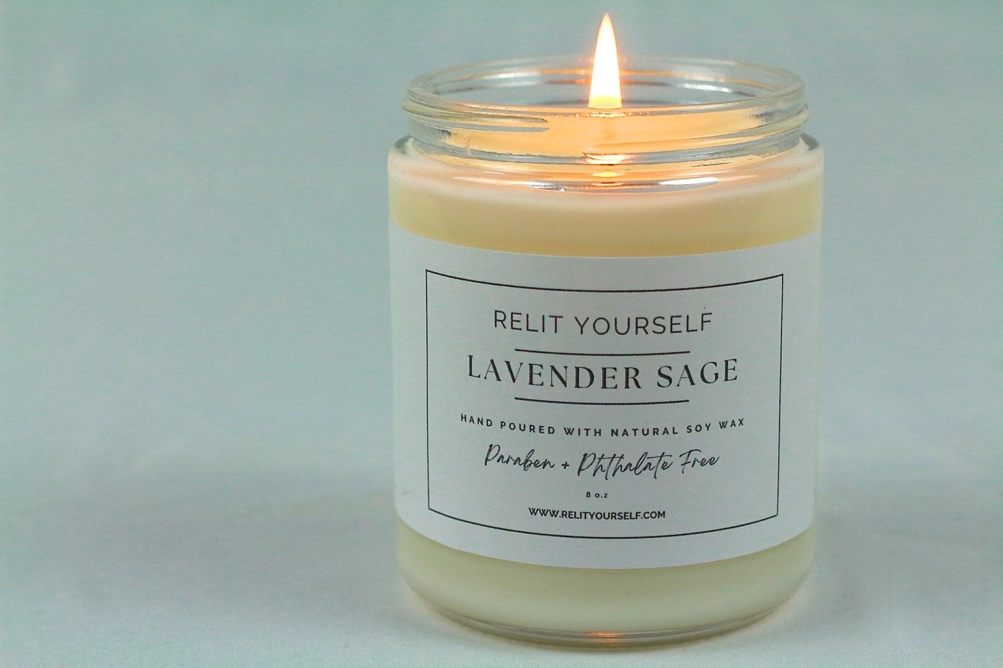 Lavender Sage | Lemon, Sage & Fern | 8oz Scented Soy Candle - Relit Yourself Candle & Co