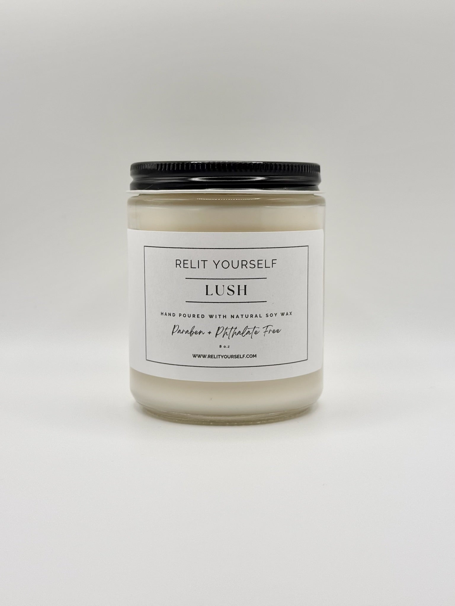 Lush | Lemongrass, Coconut & Driftwood | 8oz Scented Soy Candle - Relit Yourself Candle & Co