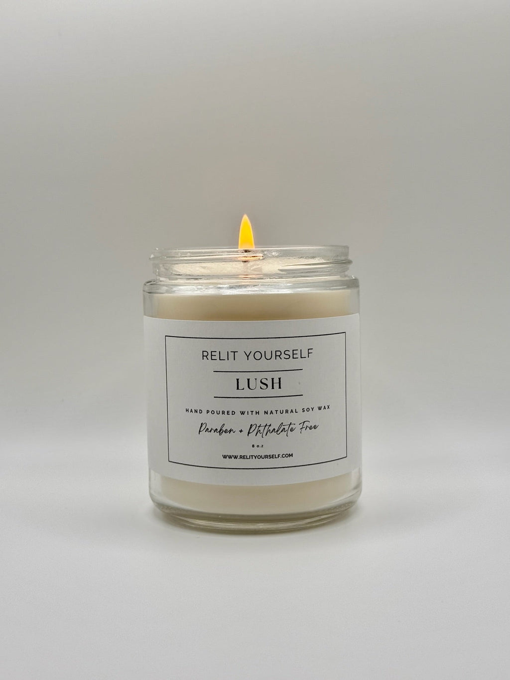 Lush | Lemongrass, Coconut & Driftwood | 8oz Scented Soy Candle - Relit Yourself Candle & Co