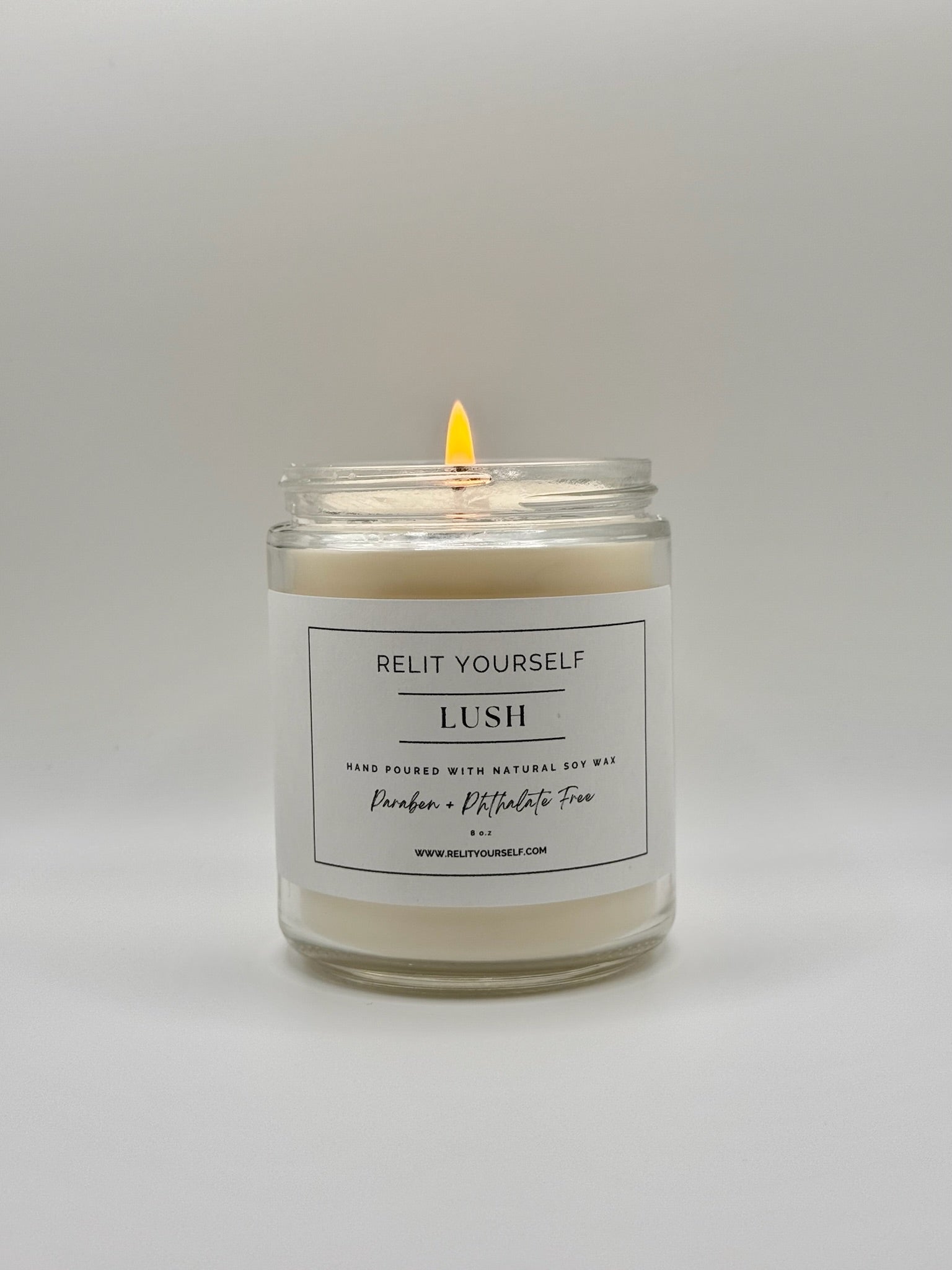 Lush | Lemongrass, Coconut & Driftwood | 8oz Scented Soy Candle - Relit Yourself Candle & Co