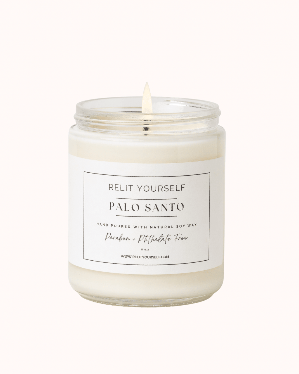 Palo Santo | Bergamot & Juniper | 8oz Scented Soy Candle - Relit Yourself Candle & Co