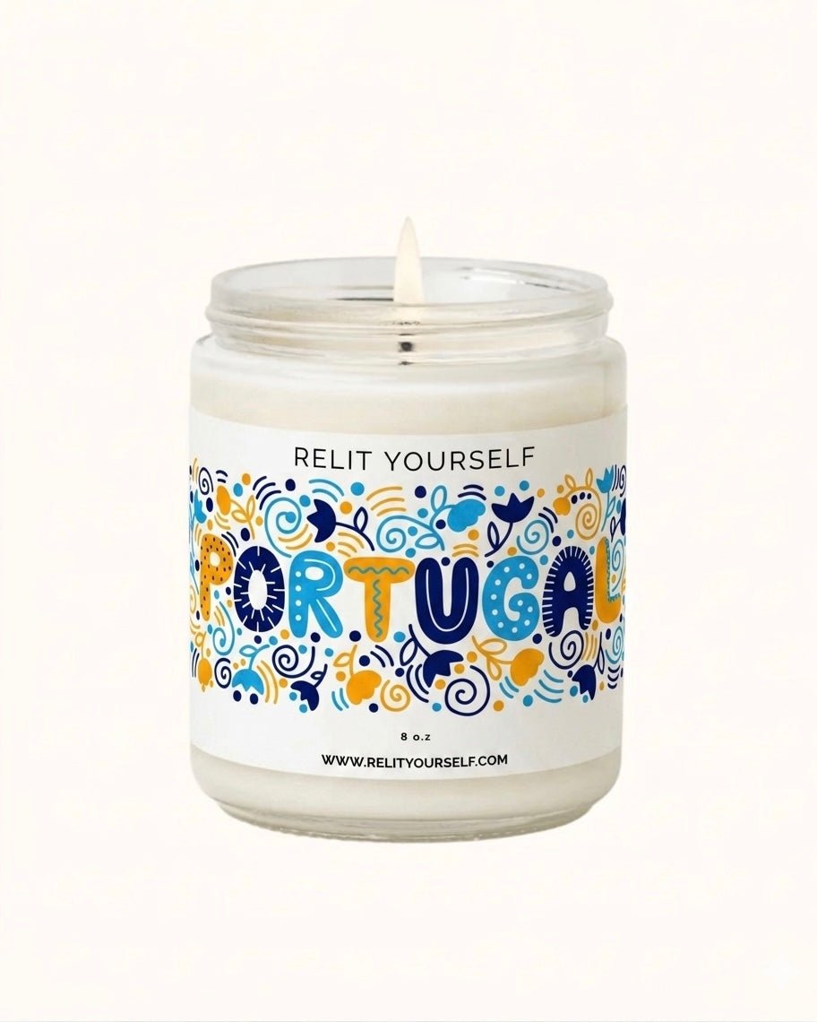 PORTUGAL | Sage, Sea Salt & Ambrette Seed | 8oz Scented Soy Candle - Relit Yourself Candle & Co