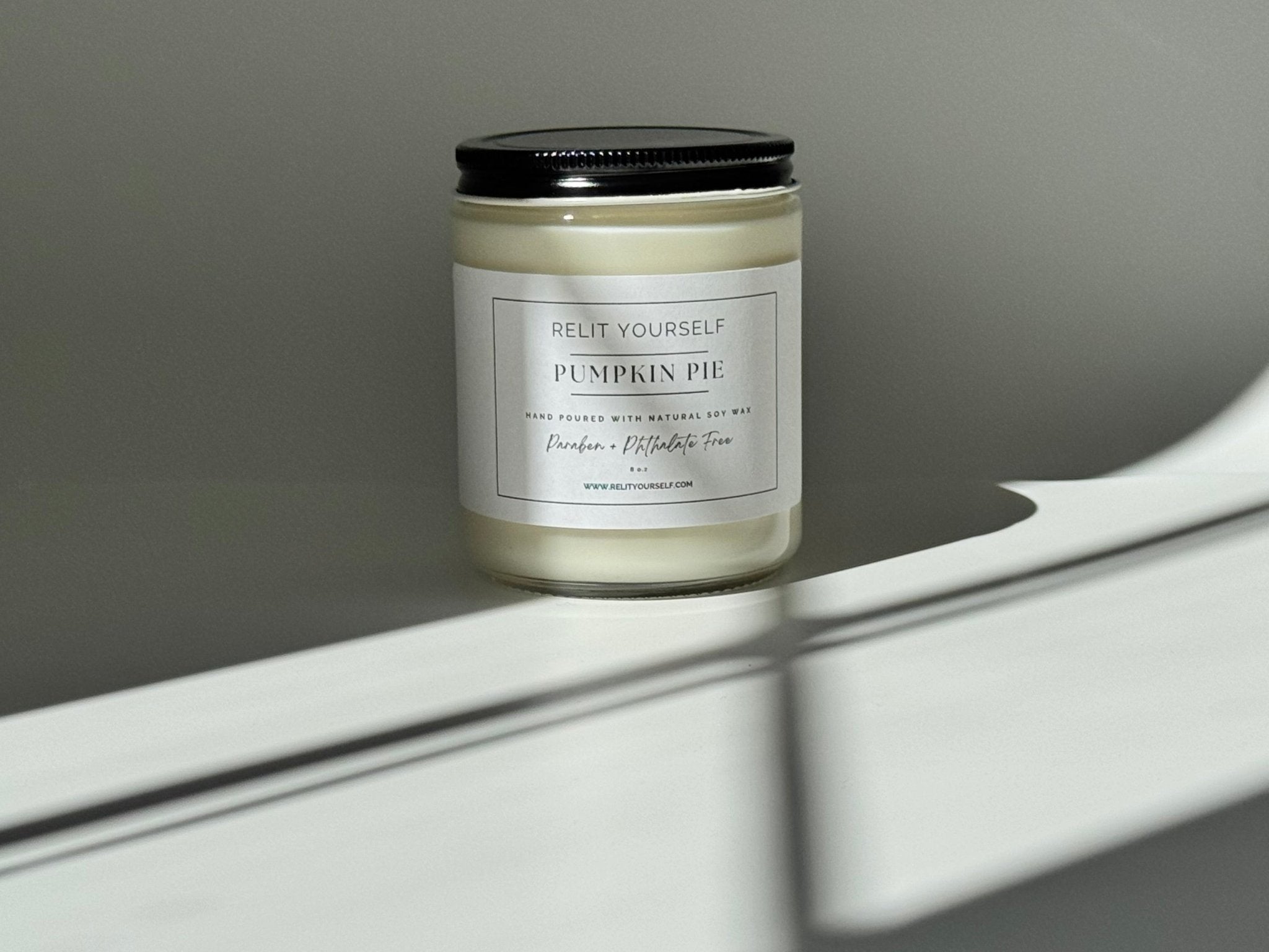 Pumpkin Pie | Cinnamon, Cloves & Caramel | 8oz Scented Soy Candle - Relit Yourself Candle & Co