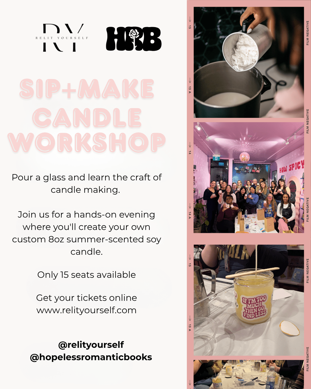 Sip+Make Candle Workshop - Relit Yourself Candle & Co