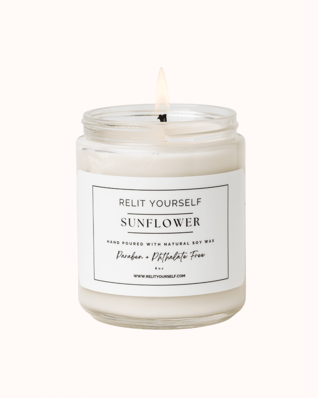 Sunflower | Fresh Air, Warm Oleic & Florals | 8oz Scented Soy Candle - Relit Yourself Candle & Co