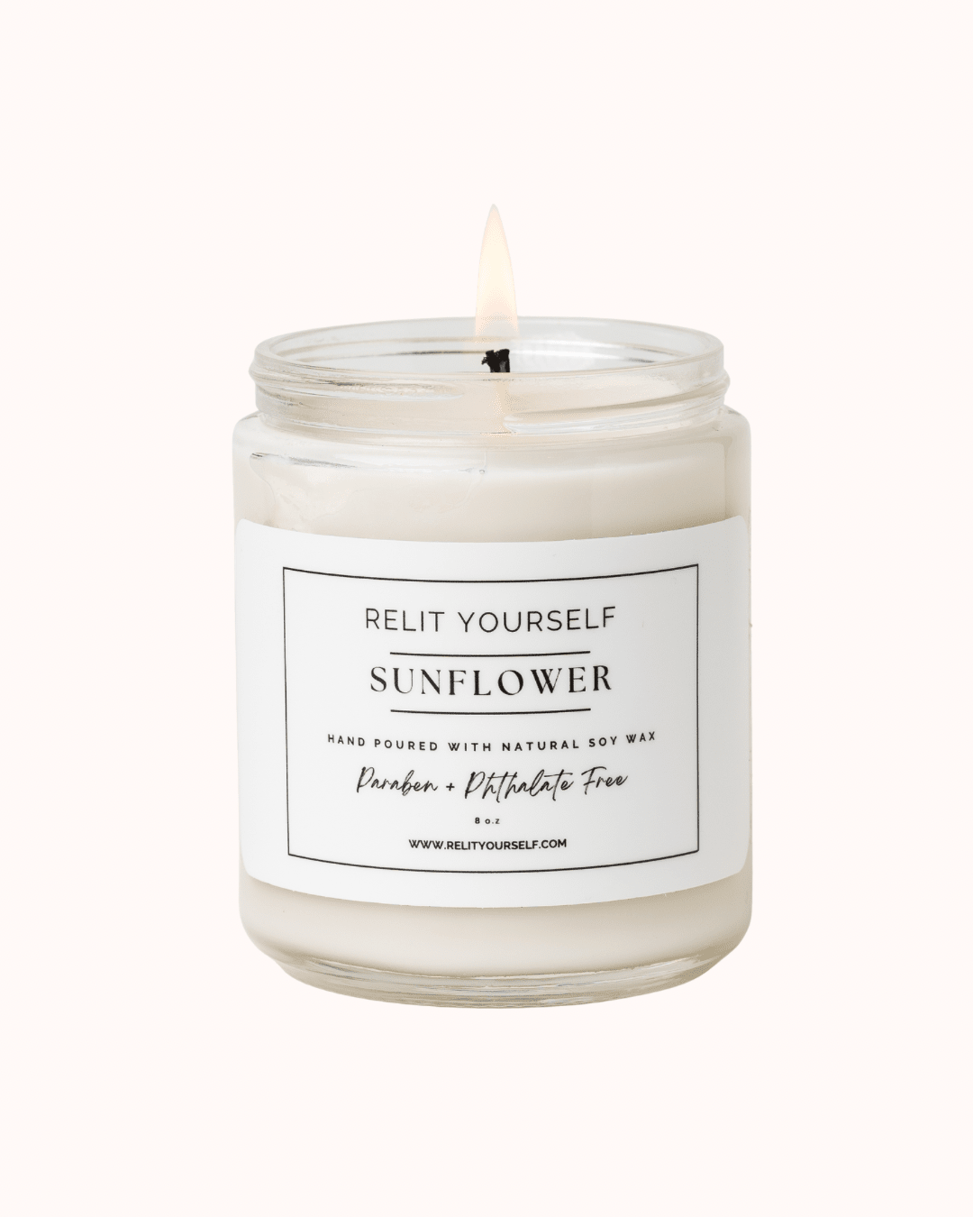 Sunflower | Fresh Air, Warm Oleic & Florals | 8oz Scented Soy Candle - Relit Yourself Candle & Co