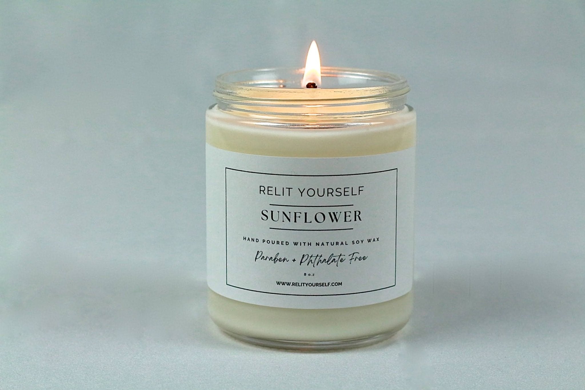 Sunflower | Fresh Air, Warm Oleic & Florals | 8oz Scented Soy Candle - Relit Yourself Candle & Co