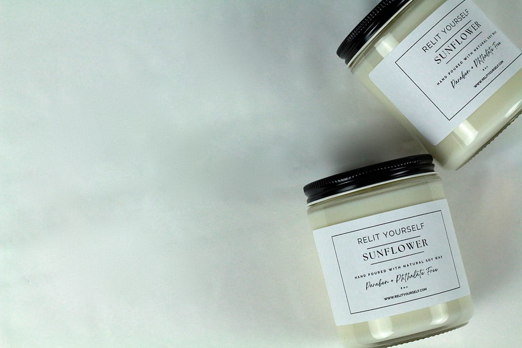 Sunflower | Fresh Air, Warm Oleic & Florals | 8oz Scented Soy Candle - Relit Yourself Candle & Co
