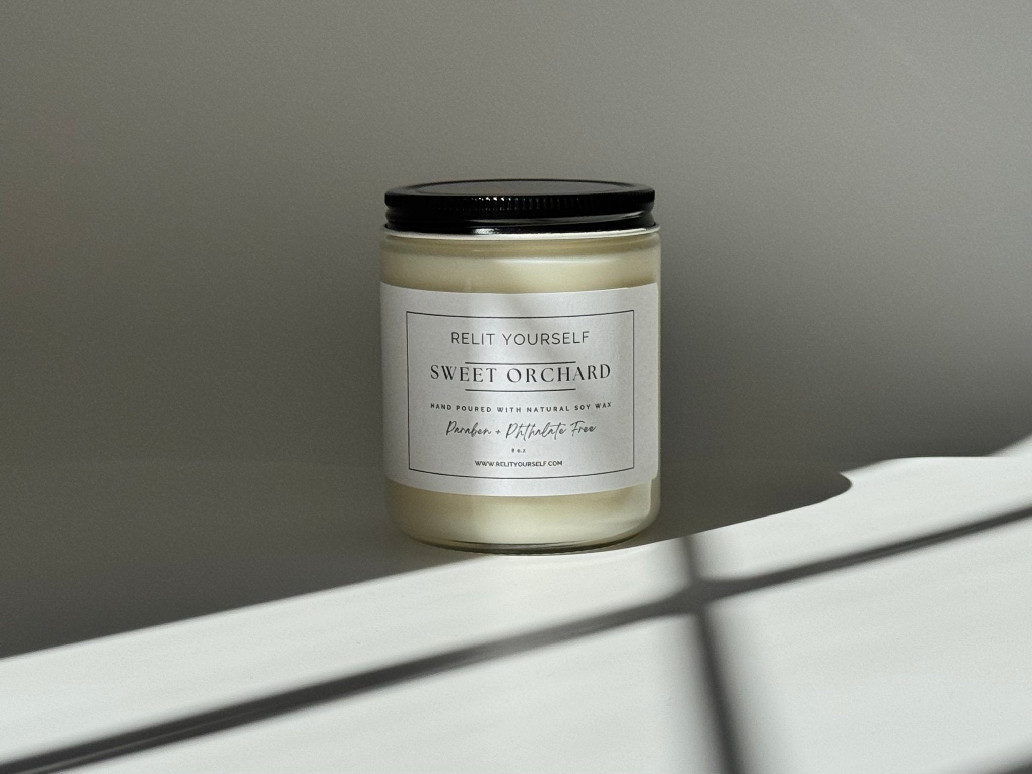 Sweet Orchard | Apple, Pear & Brown Sugar | 8oz Scented Soy Candle - Relit Yourself Candle & Co