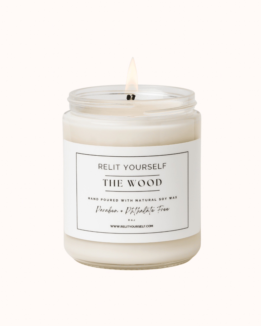 The Wood | Sandalwood, Amber & Spices | 8oz Scented Soy Candle - Relit Yourself Candle & Co