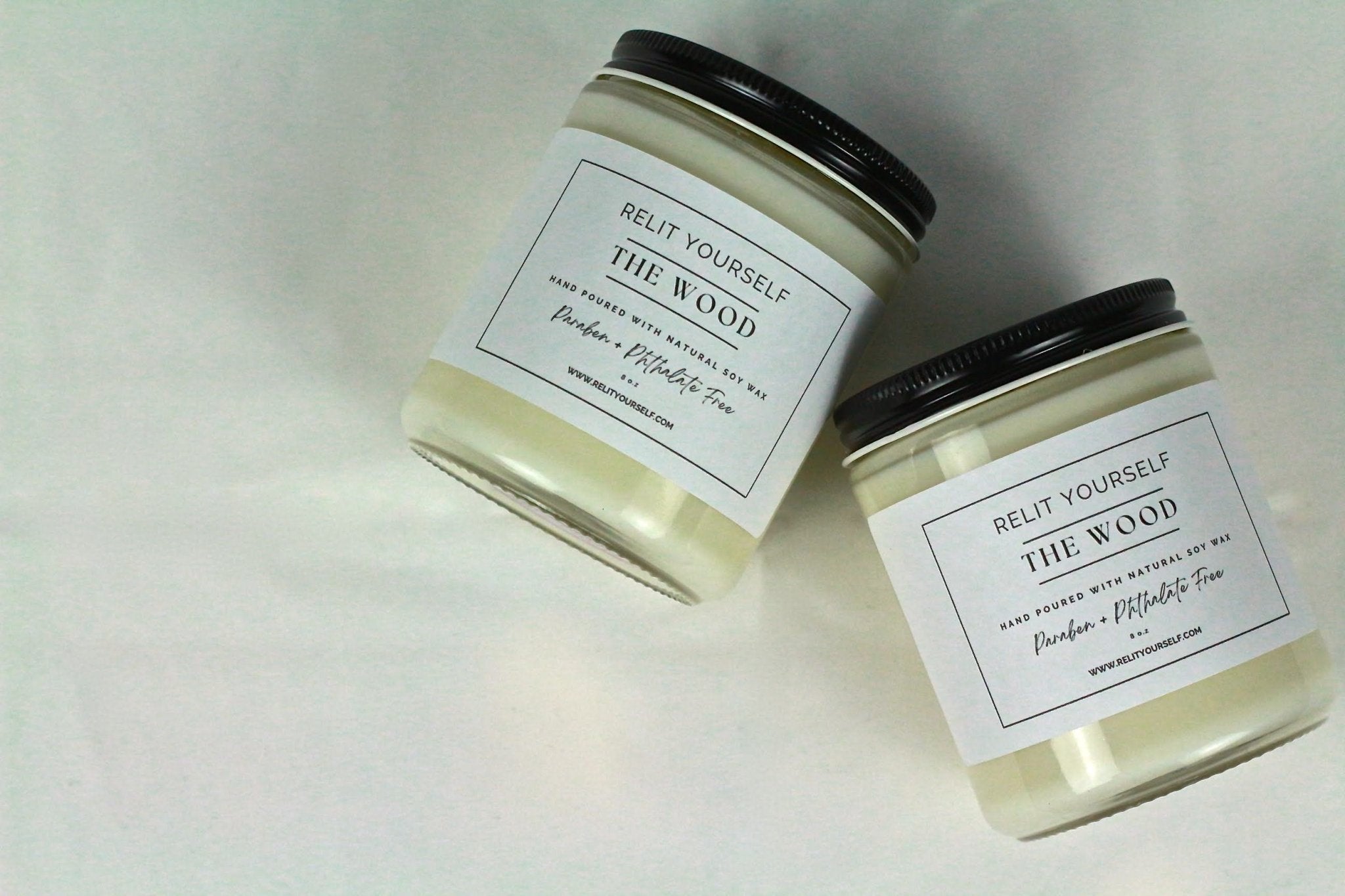The Wood | Sandalwood, Amber & Spices | 8oz Scented Soy Candle - Relit Yourself Candle & Co