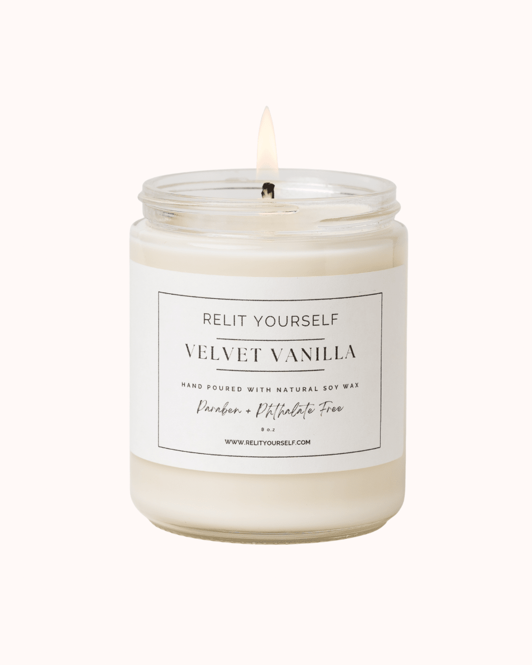 Velvet Vanilla | Vanilla Crunch & Honeyed Butter | 8oz Scented Soy Candle - Relit Yourself Candle & Co