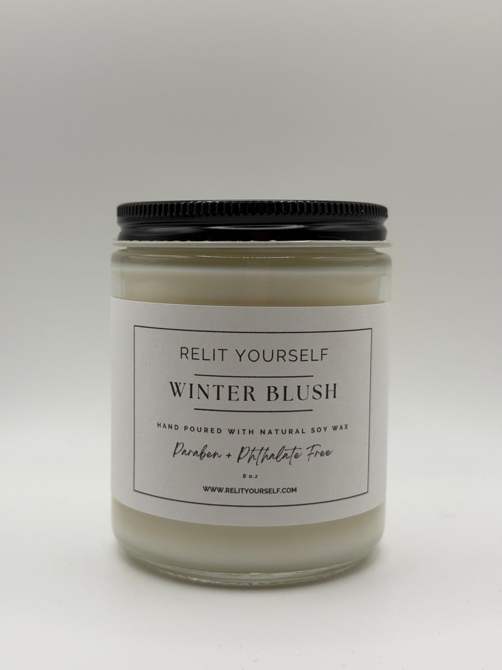 Winter Blush | Pink Berries, Pomegranate, & Fir | 8oz Scented Soy Candle - Relit Yourself Candle & Co